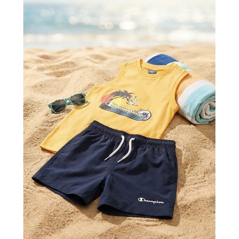 Champion Παιδικό σετ αμάνικη μπλούζα & σορτς μαγιό για αγόρι πορτοκαλί Champion Παιδικό σετ αμάνικη μπλούζα & σορτς μαγιό για αγόρι πορτοκαλί