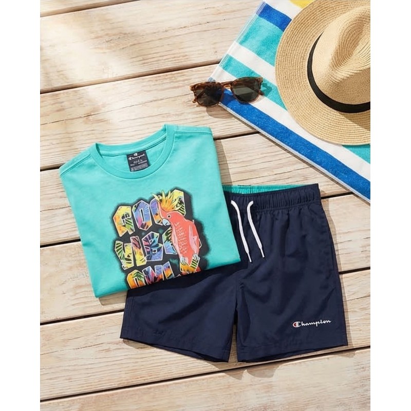 Champion Παιδικό σετ κοντομάνικη μπλούζα & σορτς μαγιό για αγόρι πράσινο Champion Παιδικό σετ κοντομάνικη μπλούζα & σορτς μαγιό για αγόρι πράσινο