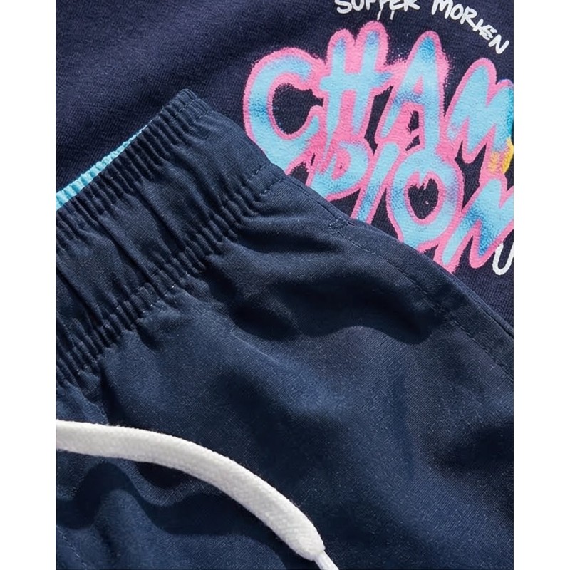 Champion Παιδικό σετ κοντομάνικη μπλούζα & σορτς μαγιό για αγόρι Μπλε