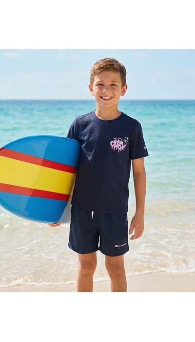 Champion Παιδικό σετ κοντομάνικη μπλούζα & σορτς μαγιό για αγόρι Μπλε
