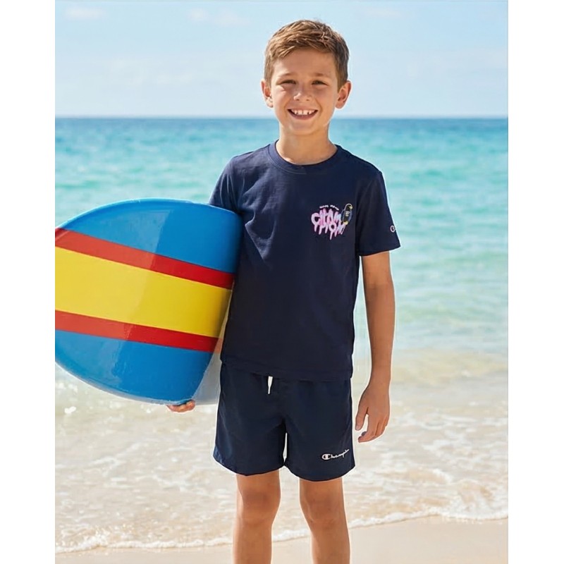 Champion Παιδικό σετ κοντομάνικη μπλούζα & σορτς μαγιό για αγόρι Μπλε