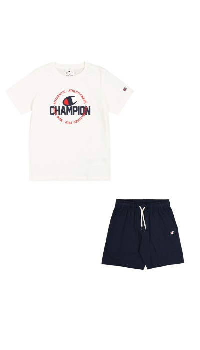 Champion Παιδικό αθλητικό σετ μπλούζα και βερμούδα άσπρο