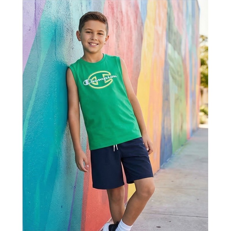 Champion Παιδκό σετ αμάνικη μπλούζα & βερμούδα πράσινο