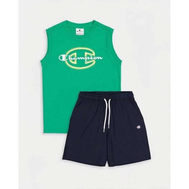 Champion Παιδκό σετ αμάνικη μπλούζα & βερμούδα πράσινο