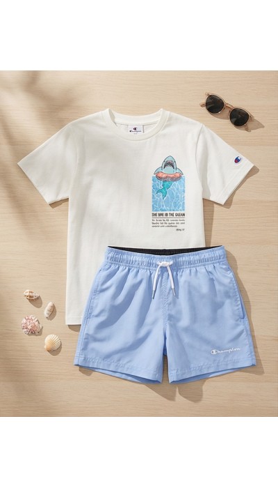Champion Παιδικό σετ κοντομάνικη μπλούζα & σορτς μαγιό για αγόρι Champion Παιδικό σετ κοντομάνικη μπλούζα & σορτς μαγιό για αγόρι