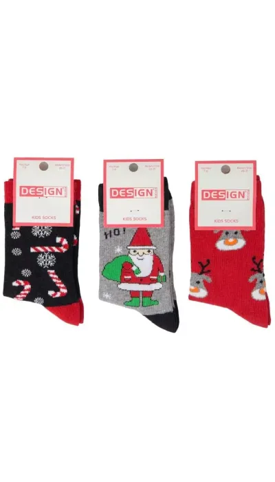 Design Παιδικές Χριστουγεννιάτικες κάλτσες 3 ζεύγη 