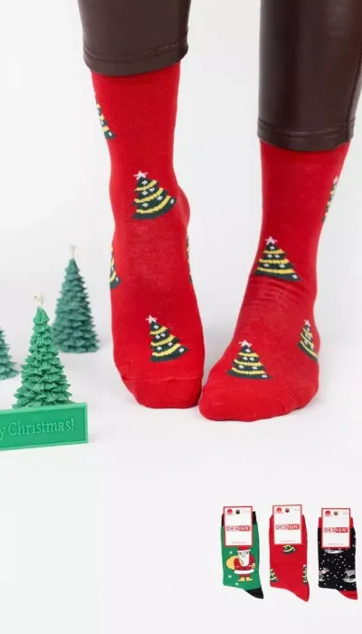 Design Unisex Χριστουγεννιάτικες κάλτσες 3 ζεύγη 