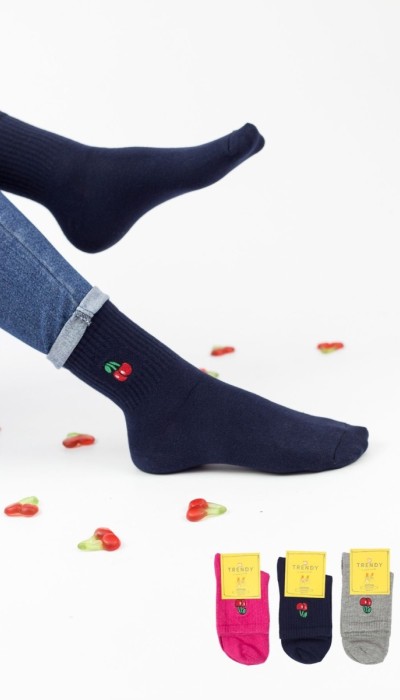 Trendy Γυναικείες Κάλτσες Cherries 3Ζεύγη