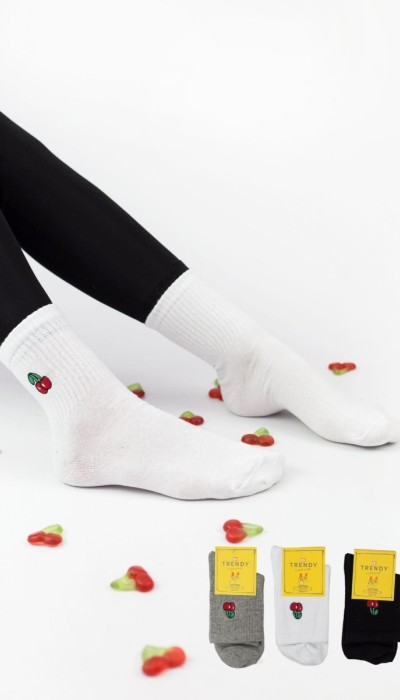 Trendy Γυναικείες Κάλτσες Cherries 3Ζεύγη