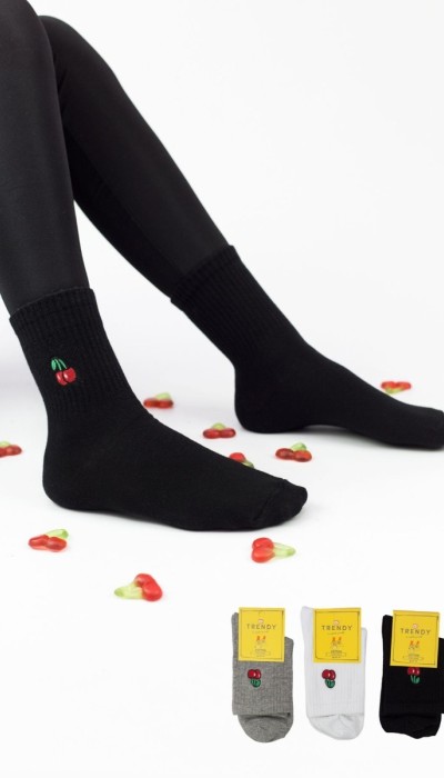 Trendy Γυναικείες Κάλτσες Cherries 3Ζεύγη
