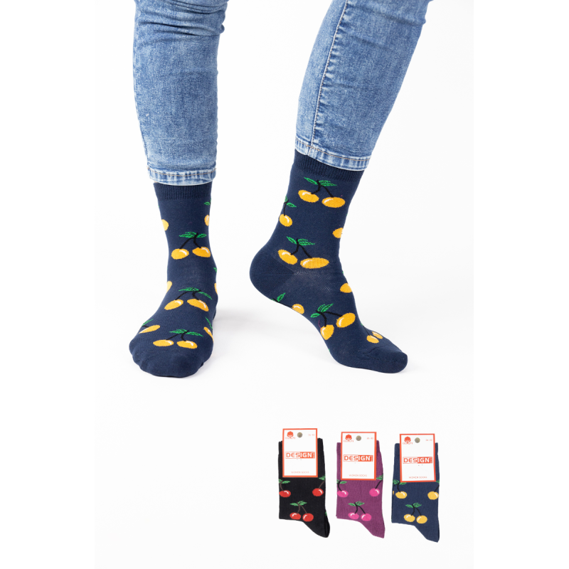 Design Γυναικείες Κάλτσες Cherries 3Ζεύγη Design Γυναικείες Κάλτσες Cherries 3Ζεύγη