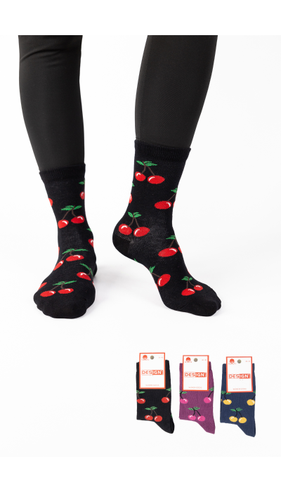 Design Γυναικείες Κάλτσες Cherries 3Ζεύγη