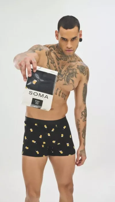 Soma Ανδρικά Boxers με σχέδια DRINK BEER Βαμβακερά 2 τεμάχια