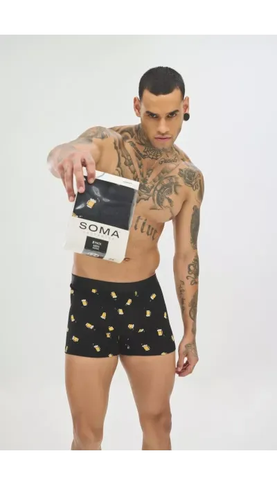 Soma Ανδρικά Boxers με σχέδια DRINK BEER Βαμβακερά 2 τεμάχια