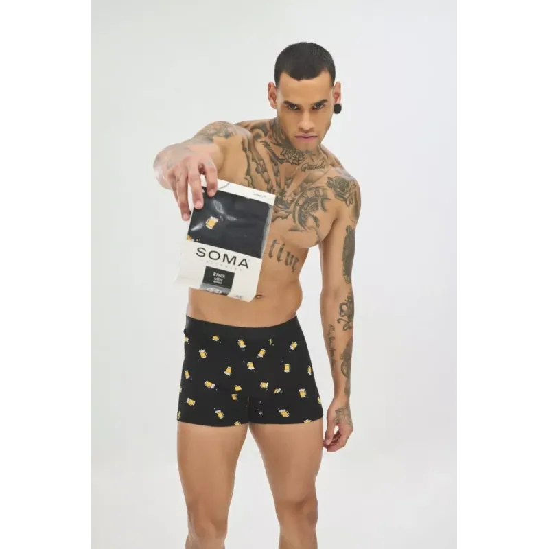 Soma Ανδρικά Boxers με σχέδια DRINK BEER Βαμβακερά 2 τεμάχια