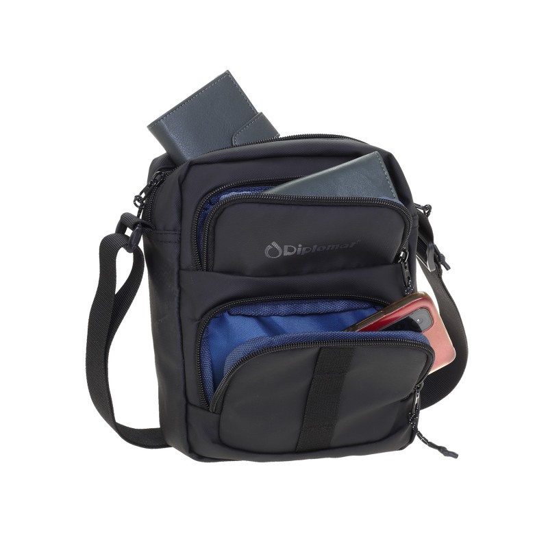 Diplomat Ανδρικό τσαντάκι χιαστί μαύρο