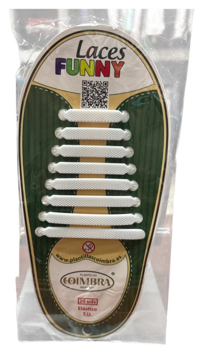 Coimbra Ελαστικά κορδόνια σιλικόνης για παπούτσια Funny Laces άσπρα