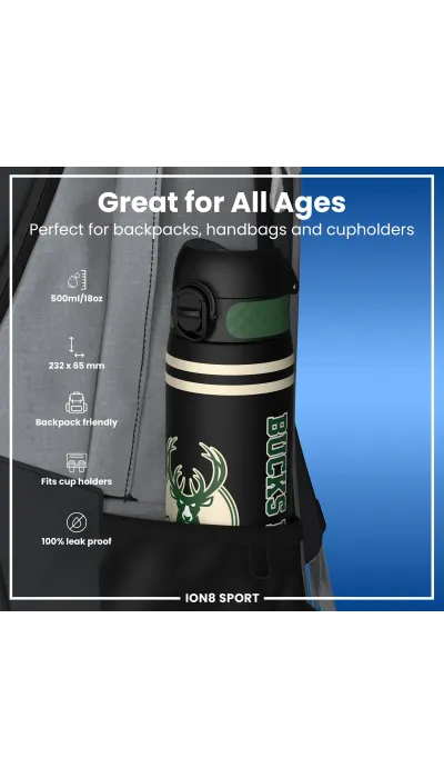 Ion8 Πλαστικό Παγούρι Slim NBA Milwaukee Bucks 500ml Ion8 Πλαστικό Παγούρι Slim NBA Milwaukee Bucks 500ml