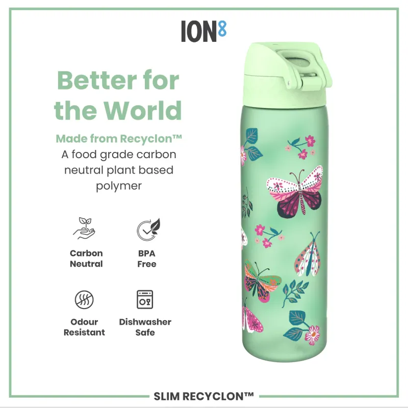 Ion8 Παιδικό Πλαστικό Παγούρι 500ml Πεταλούδες - Χωρίς Διαρροές & BPA Free