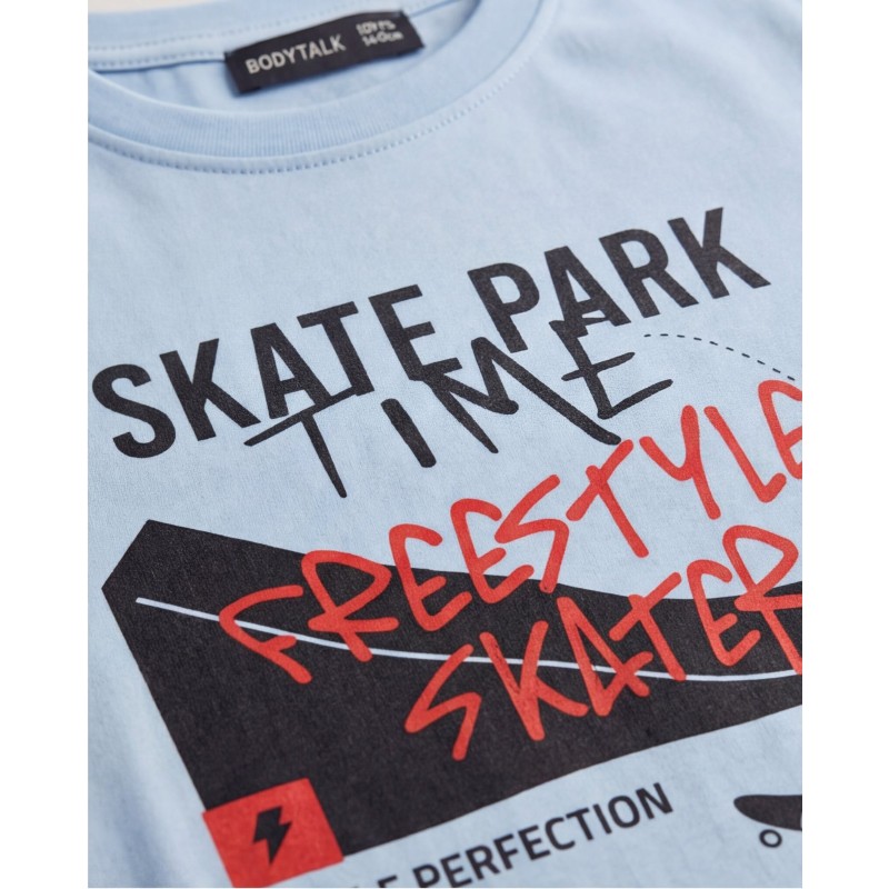 BodyTalk Παιδική κοντομάνικη μπλούζα με skate σιέλ