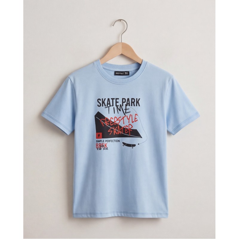 BodyTalk Παιδική κοντομάνικη μπλούζα με skate σιέλ