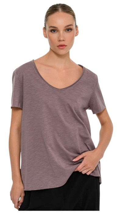 BodyTalk Γυναικεία κοντομάνικη μπλούζα με V σάπιο μήλο