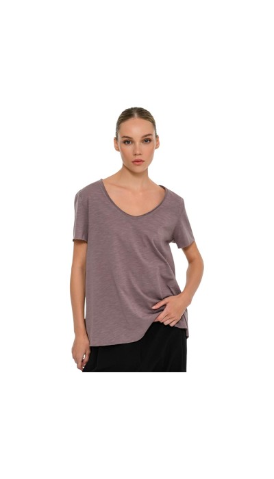 BodyTalk Γυναικεία κοντομάνικη μπλούζα με V σάπιο μήλο