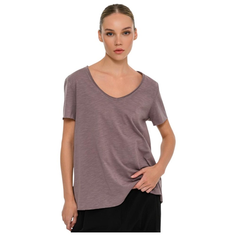 BodyTalk Γυναικεία κοντομάνικη μπλούζα με V σάπιο μήλο