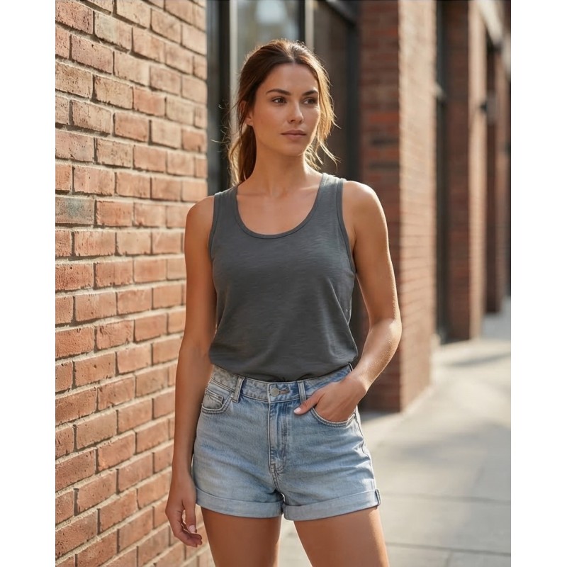 BodyTalk Γυναικεία μπλούζα φαρδυά τιράντα γκρι