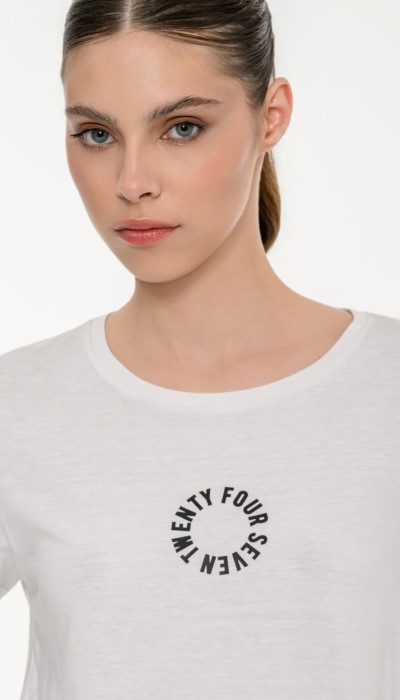 BodyTalk Γυναικείο κοντομάνικο t-shirt με τύπωμα άσπρο