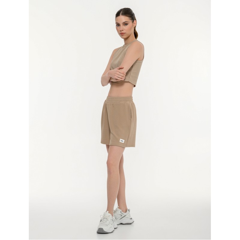 BodyTalk Γυναικείο αμάνικο waffle τοπ μπεζ BodyTalk Γυναικείο αμάνικο waffle τοπ μπεζ