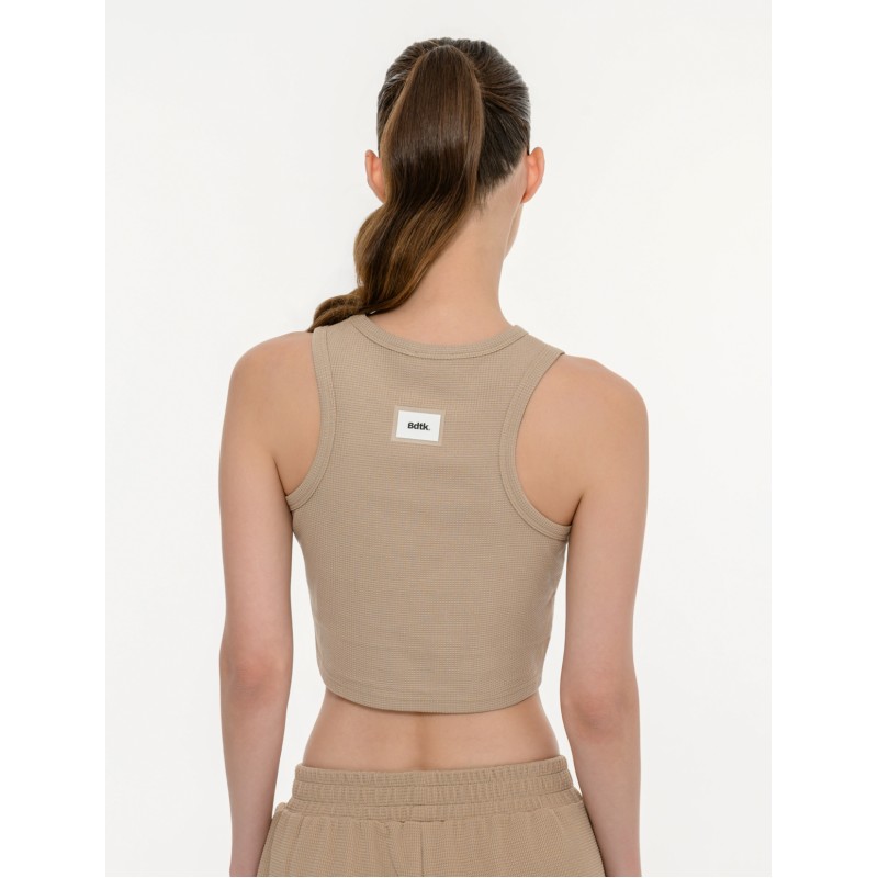 BodyTalk Γυναικείο αμάνικο waffle τοπ μπεζ BodyTalk Γυναικείο αμάνικο waffle τοπ μπεζ