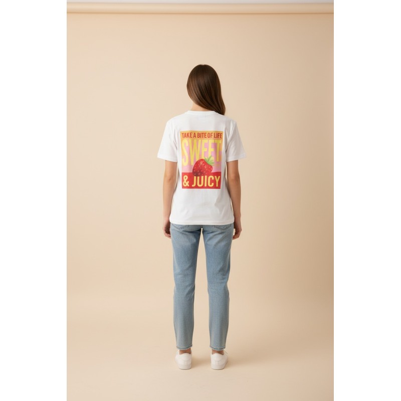 BodyTalk Γυναικεία κοντομάνικη oversize μπλούζα με στάμπα στην πλάτη άσπρη