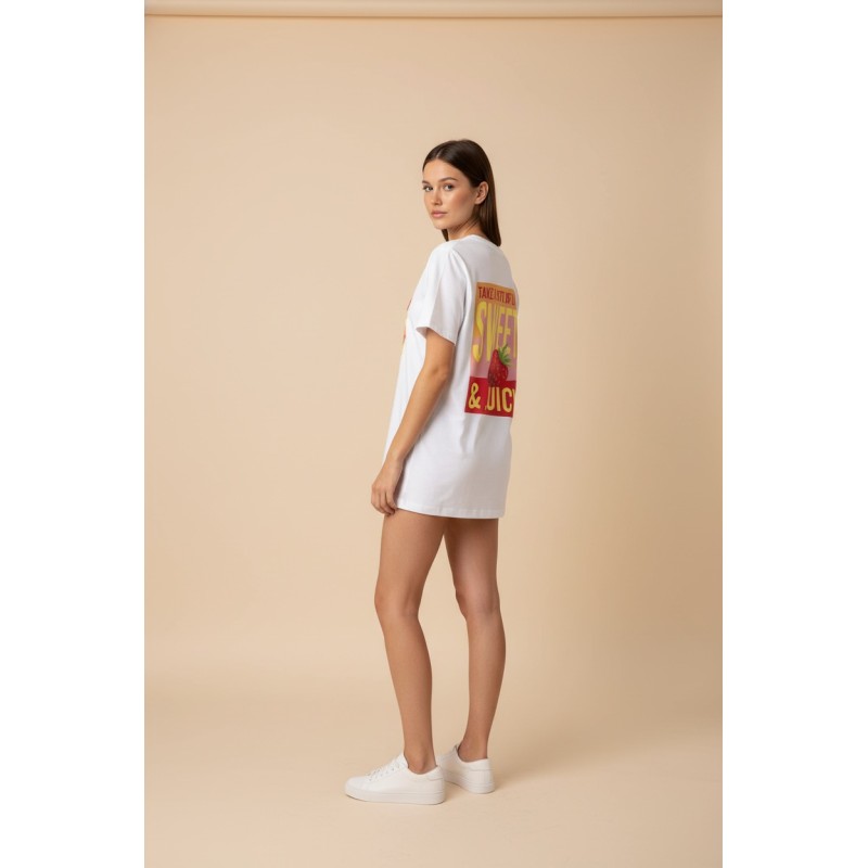 BodyTalk Γυναικεία κοντομάνικη oversize μπλούζα με στάμπα στην πλάτη άσπρη