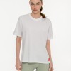 BodyTalk Γυναικεία κοντομάνικη oversize μπλούζα με στάμπα στην πλάτη άσπρη BodyTalk Γυναικεία κοντομάνικη oversize μπλούζα με στάμπα στην πλάτη άσπρη
