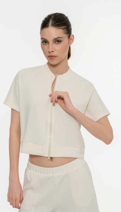 BodyTalk Γυναικεία κοντομάμνικη ζακέτα Demure εκρού