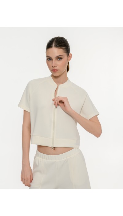 BodyTalk Γυναικεία κοντομάμνικη ζακέτα Demure εκρού