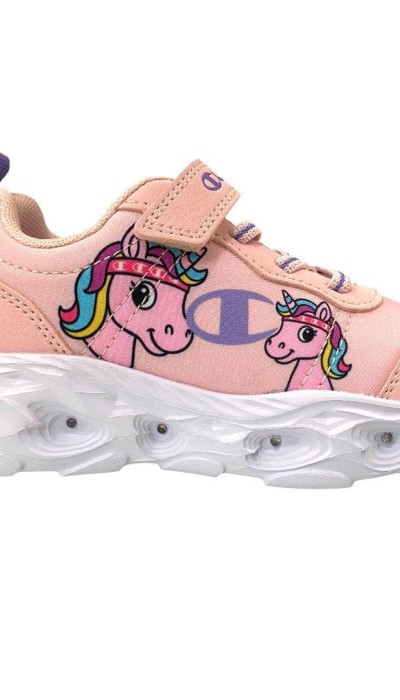 Champion Μπεμπέ Αθλητικά Παπούτσια με μονόκερους και φωτάκια ροζ