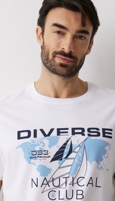 Diverse Ανδρική Κοντομάνικη Μπλούζα Λευκή