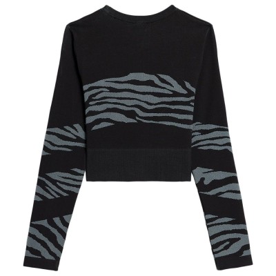 4F Γυναικεία μακρυμάνικη μπλούζα crop top Seamless μαύρη
