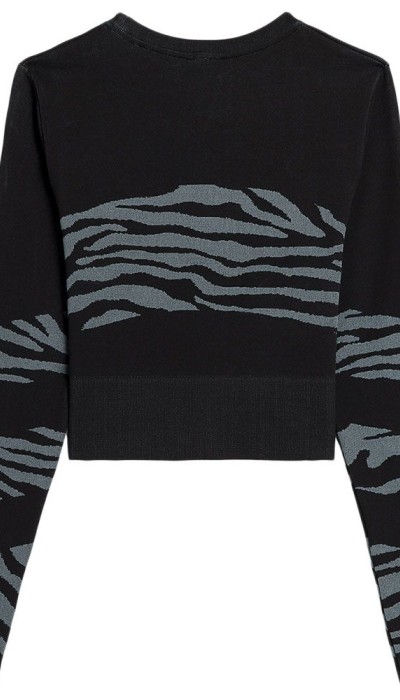 4F Γυναικεία μακρυμάνικη μπλούζα crop top Seamless μαύρη