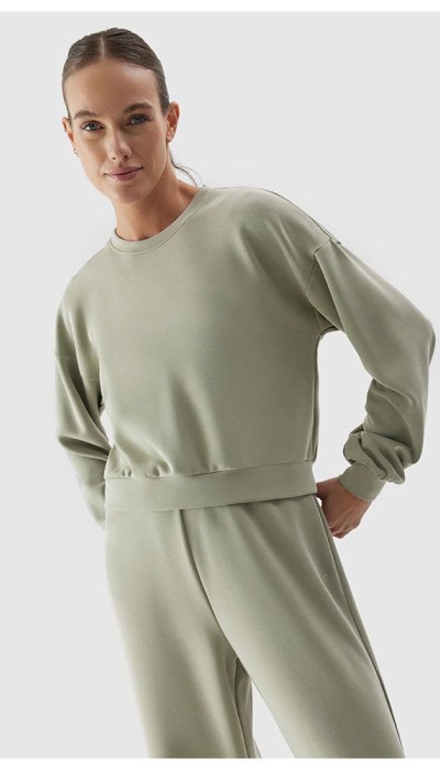 4F Γυναικεία μπλούζα με λαιμόκοψη crop-top μέντα