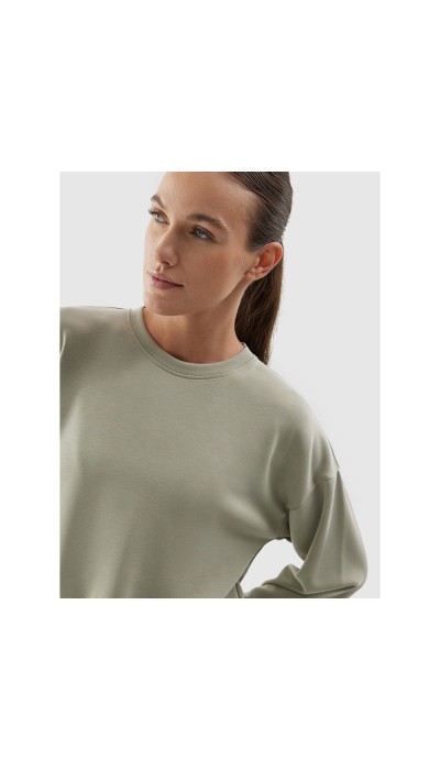 4F Γυναικεία μπλούζα με λαιμόκοψη crop-top μέντα