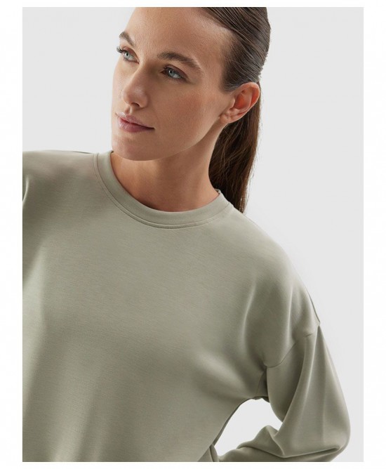 4F Γυναικεία μπλούζα με λαιμόκοψη crop-top μέντα