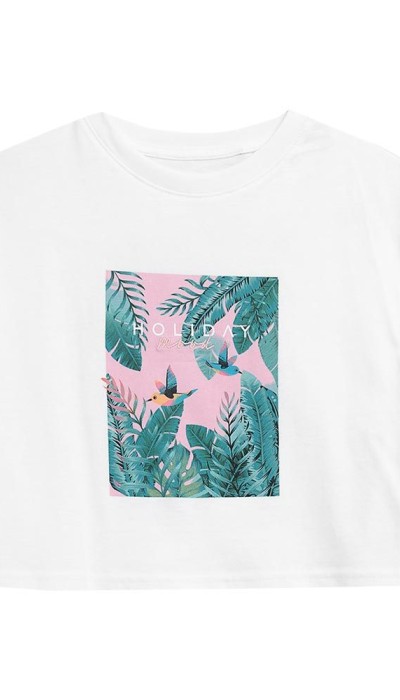 4F Παιδικό crop top για κορίτσι άσπρο