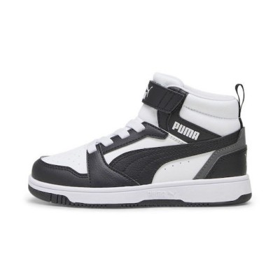 Puma Παιδικά αθλητικά μποτάκια με αυτοκόλλητο rebound v6 mid sneakers μαύρα