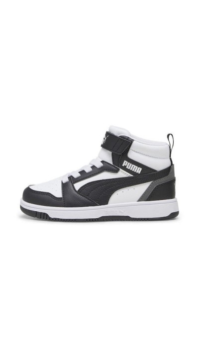 Puma Παιδικά αθλητικά μποτάκια με αυτοκόλλητο rebound v6 mid sneakers μαύρα