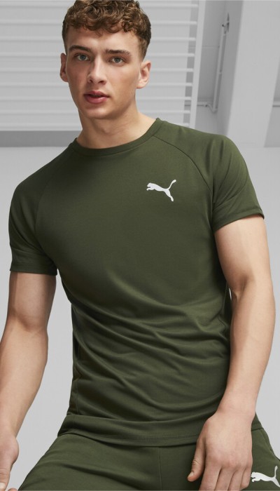 Puma Evostripe ανδρική κοντομάνικη μπλούζα dry-cell χακί