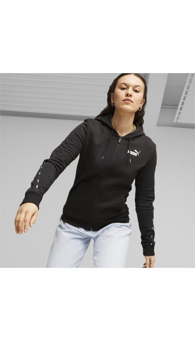 Puma Γυναικεία ζακέτα essential tape hoodie μαύρη