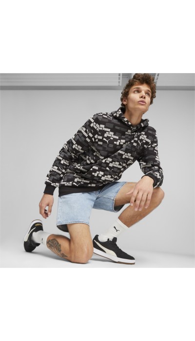 Puma Ανδρική μπλούζα φούτερ με κουκούλα Ess+ logo lab μαύρη